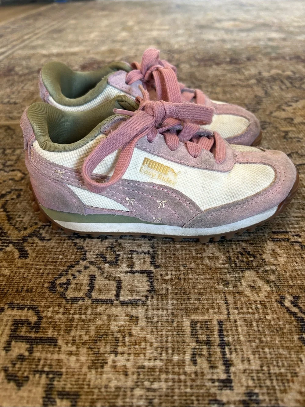 Puma Kids Pink and White Easy Rider Sneakers